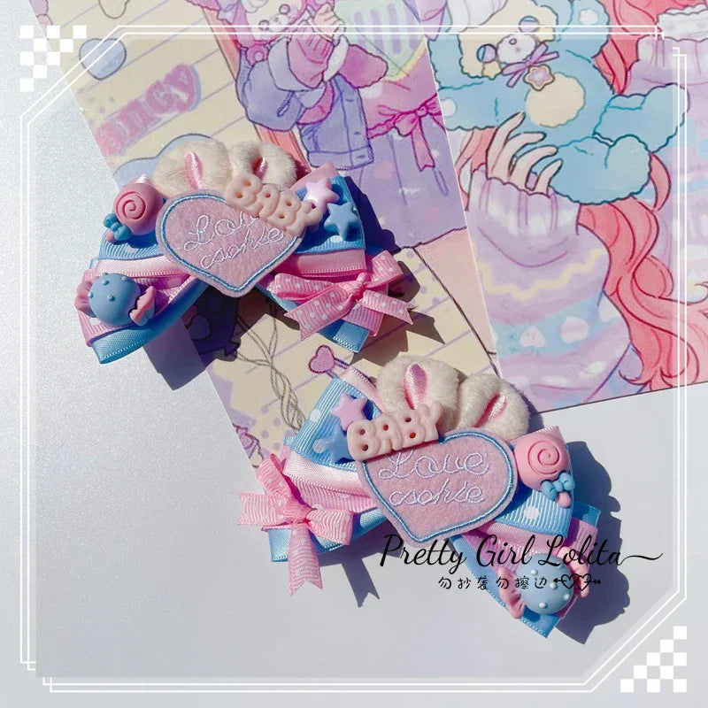 Powder Blue Sweet Lolita Hair Niang Headbands Badge