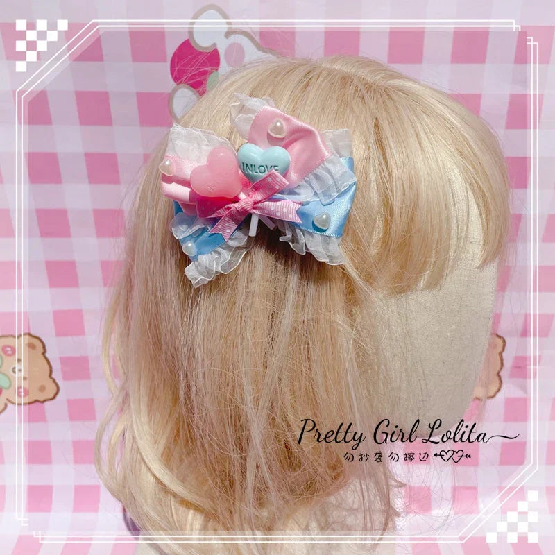Powder Blue Sweet Lolita Hair Niang Headbands Badge