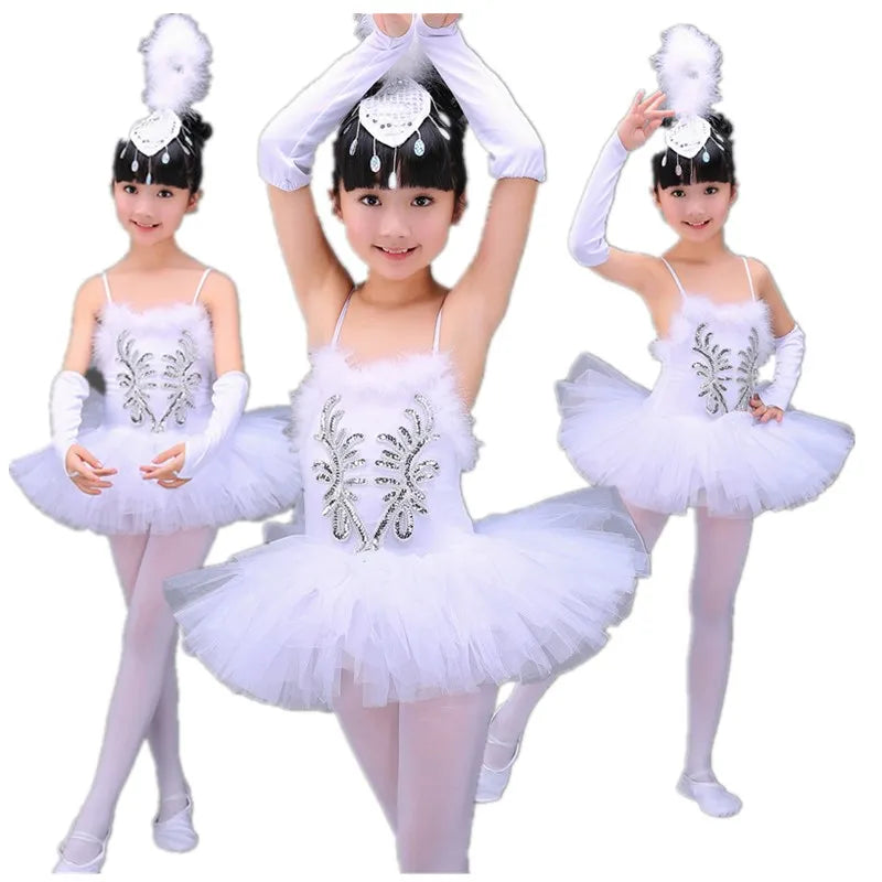 Professional White Girls Swan Lake Ballet Dresses Ballerina