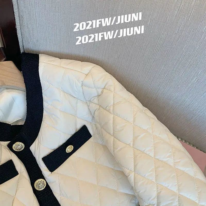 Quilted Cotton Down Coats Big Outwear Argyle Plaid