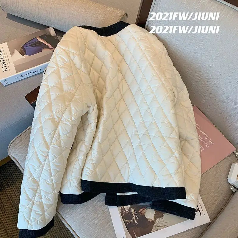 Quilted Cotton Down Coats Big Outwear Argyle Plaid