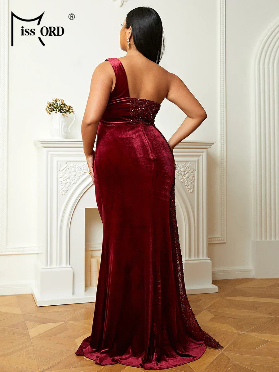 Missord Wine Sequin Evening Dresses Women Elegant One