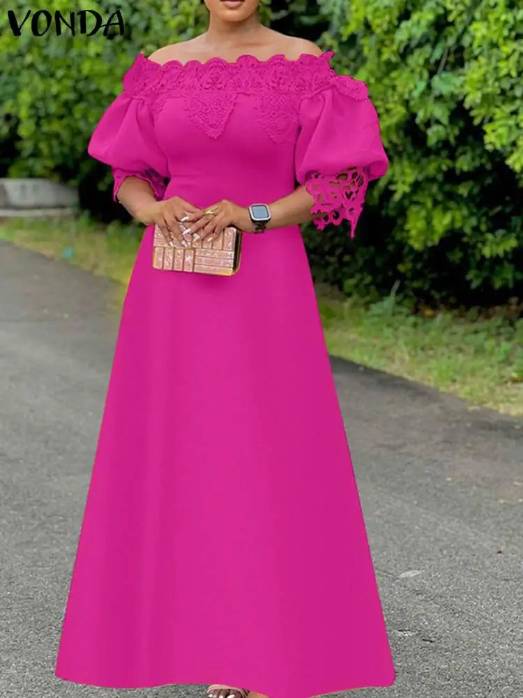 Vonda Women Off Shoulder Maxi Dress Bohemian