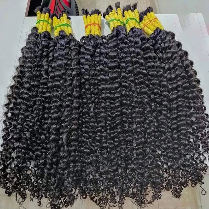 Human Bulk Hair For Braiding Kinky Curly No