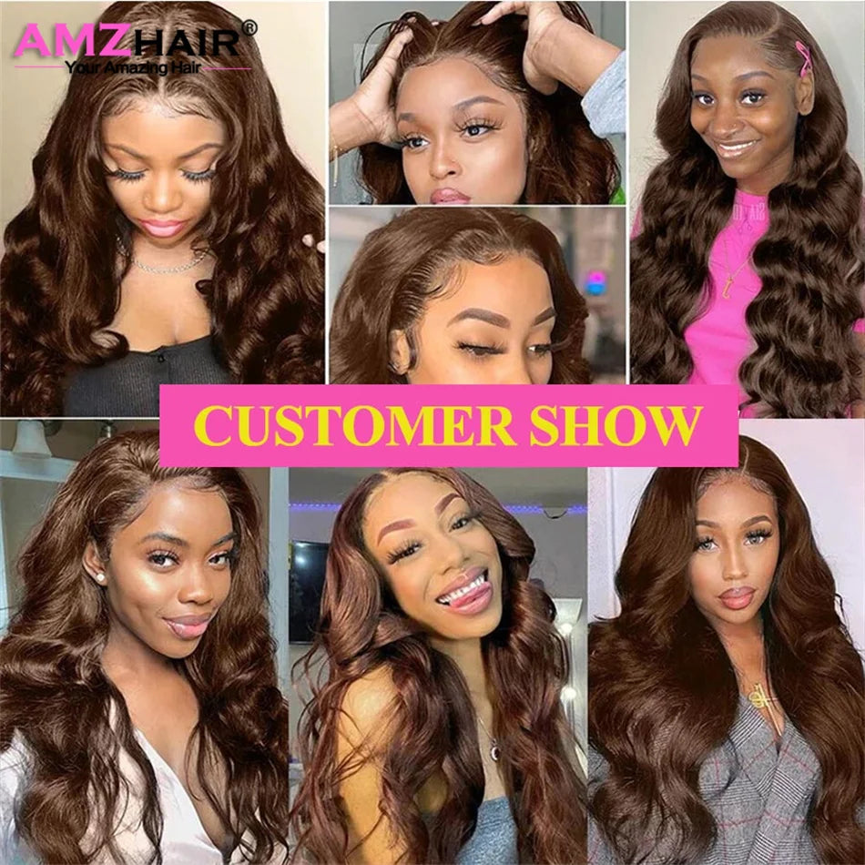 Hd Transparent Chocolate Brown Colored Lace Front Wig