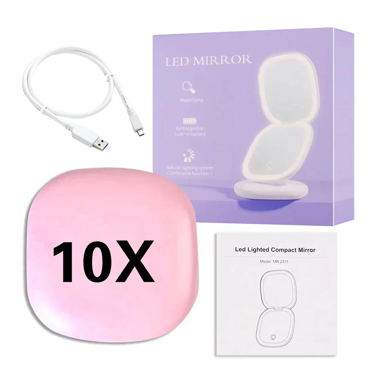 Mini Compact Led Makeup Mirror With Light X