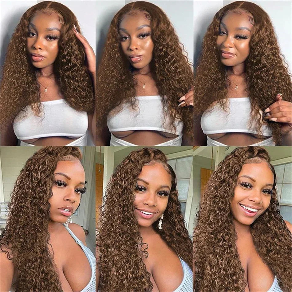 Glueless Deep Curly Chocolate Brown Lace Front