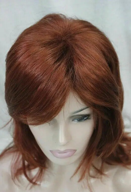 Women Wig Ladies Wig Natural Short Wine Red