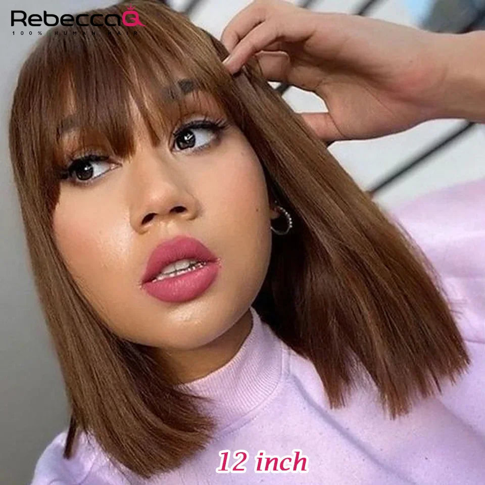 Brown Bob Bob Wig Wear And Go Short