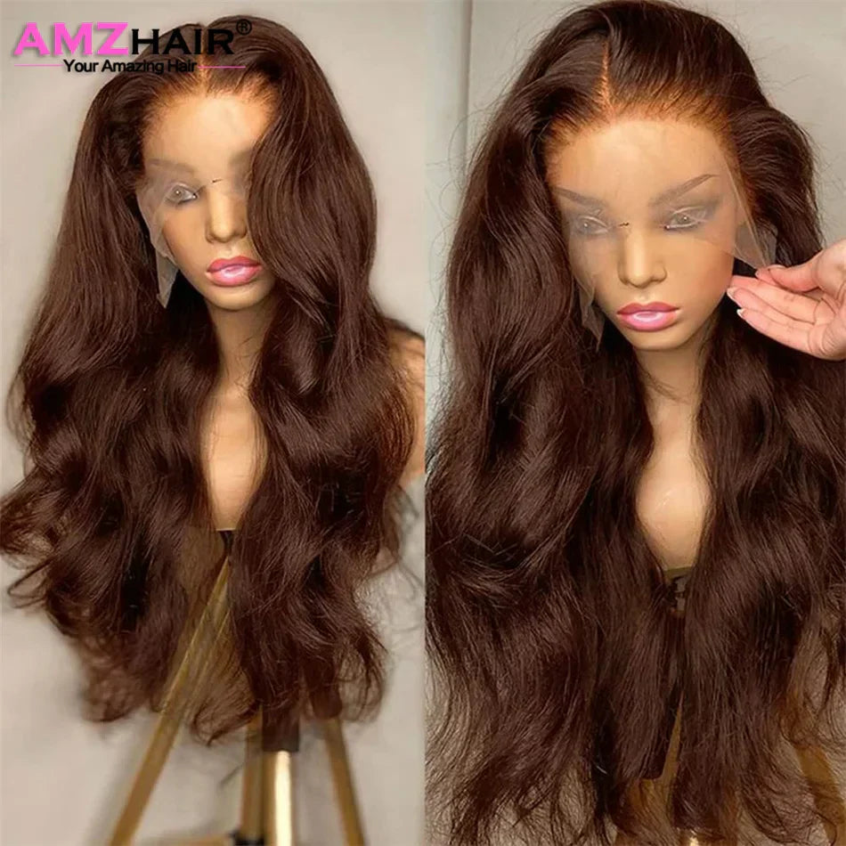 Hd Transparent Chocolate Brown Colored Lace Front Wig