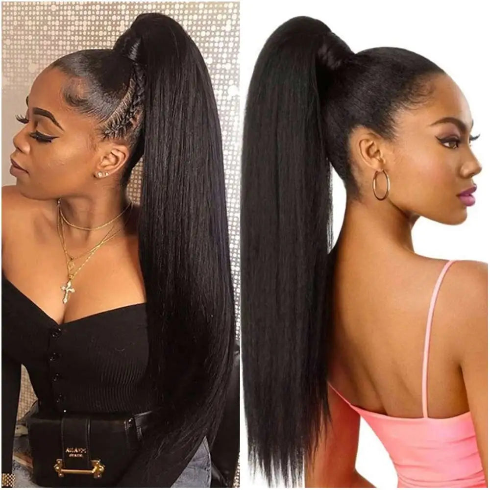 Water Wave Ponytail Human Hair Wrap Around Ponytail