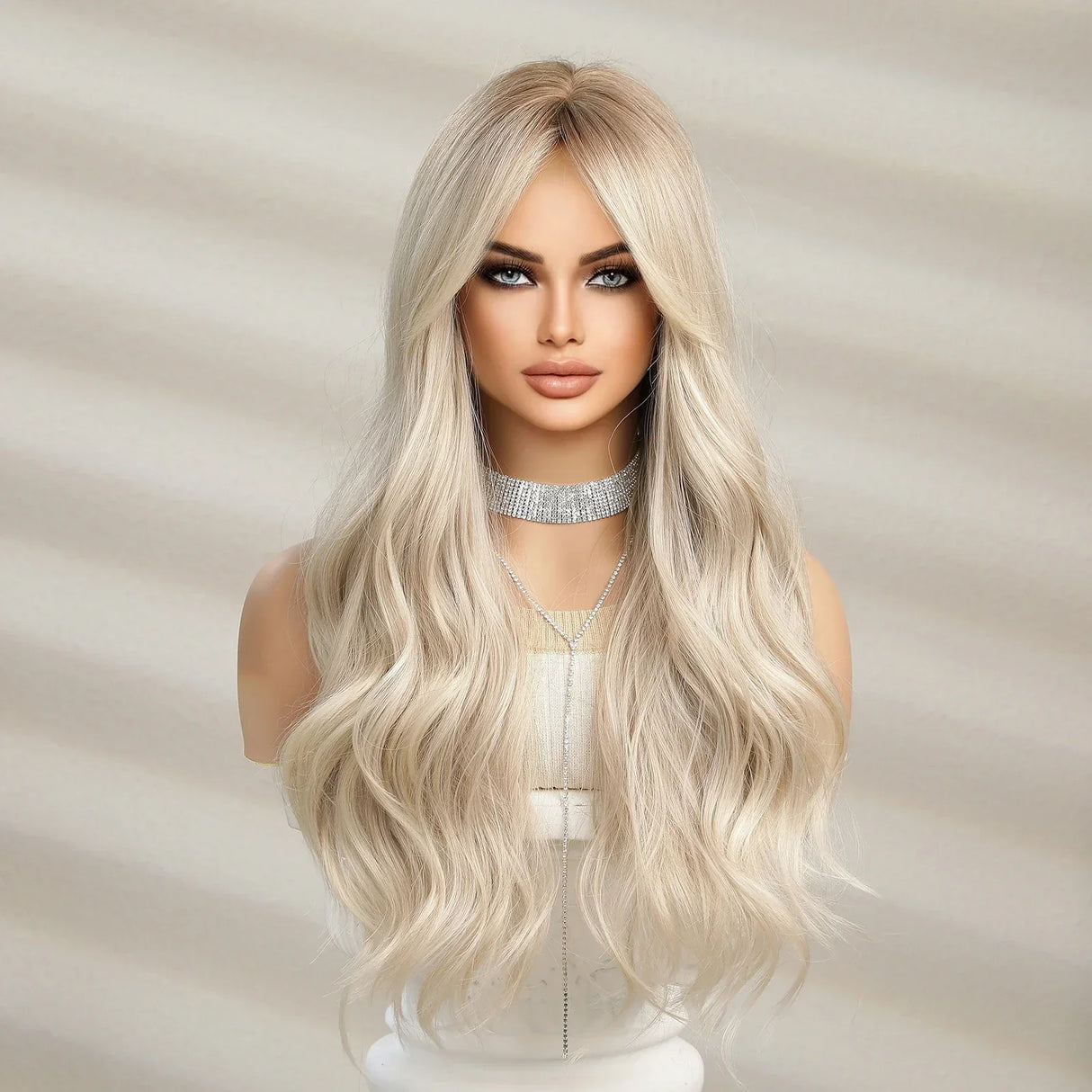 Charmsource Blonde Wavy Wig With Bangs Party Dresses