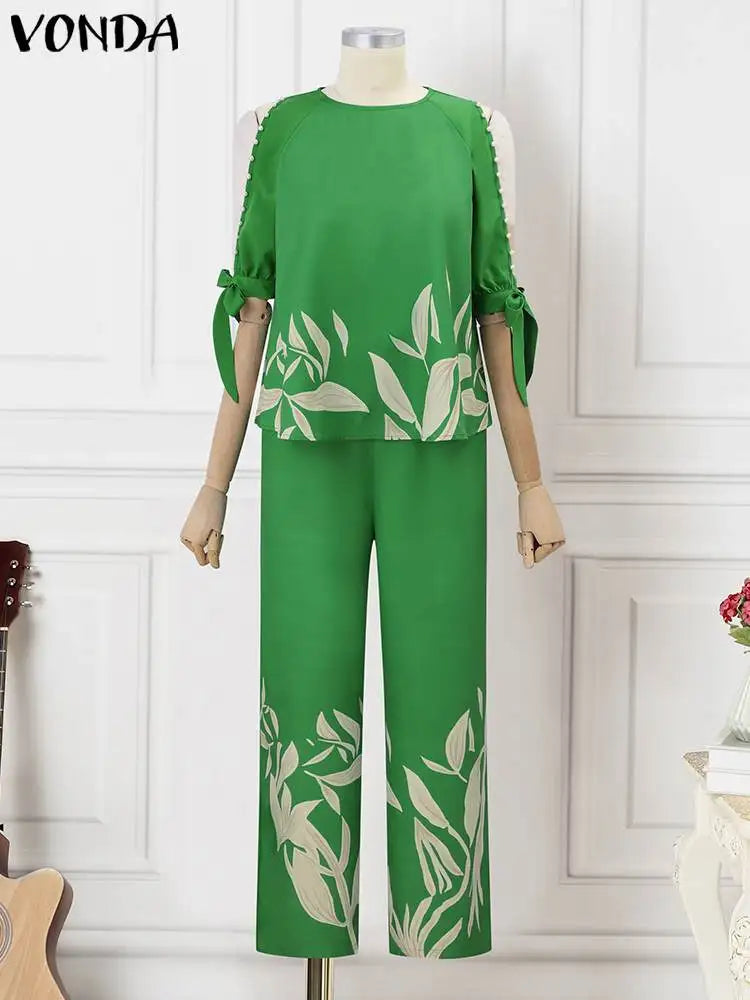 5Xl Vonda Elegant Women Pant Sets Summer Cold