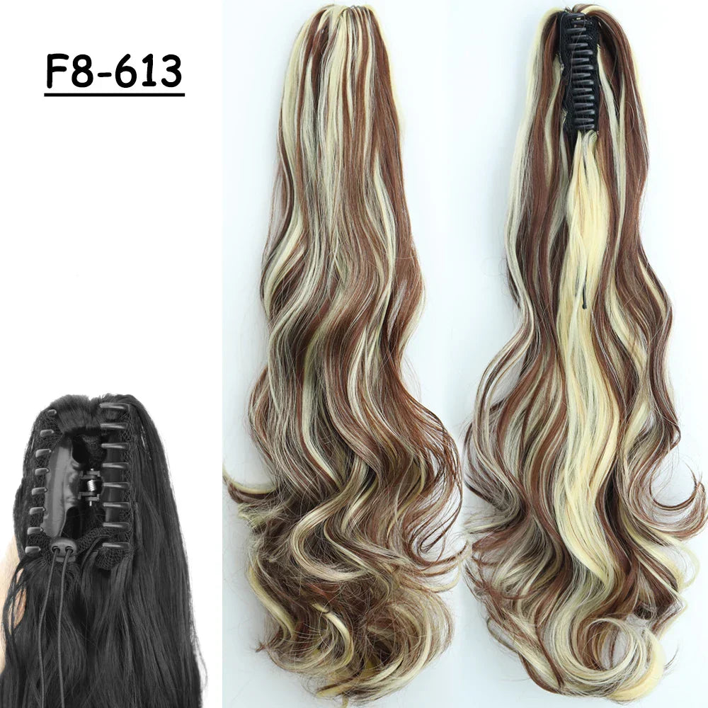 Synthetic Claw Clip On Ponytail Hair Extensions Long