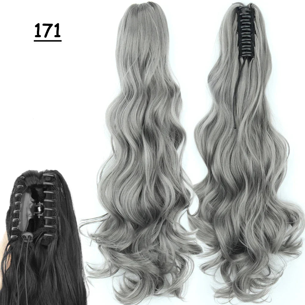 Synthetic Claw Clip On Ponytail Hair Extensions Long