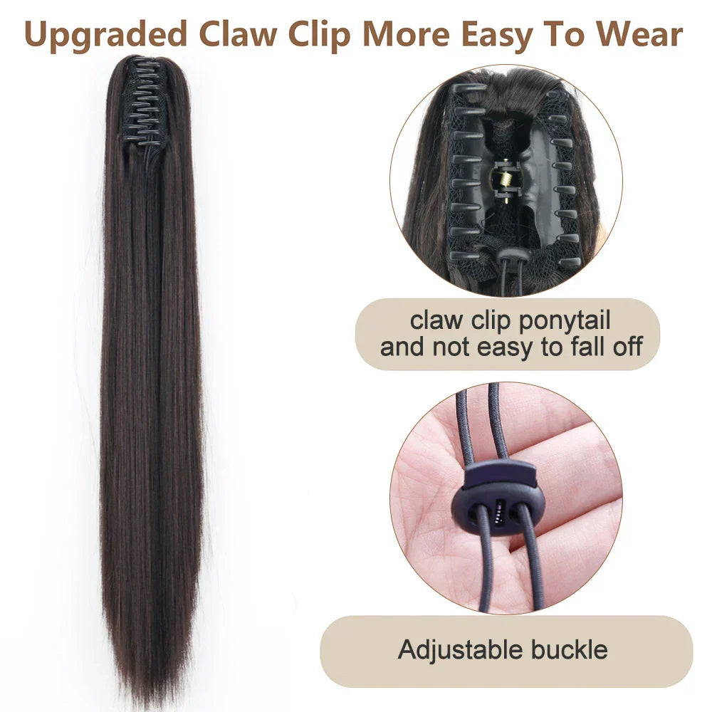 Synthetic Claw Clip On Ponytail Hair Extensions Long