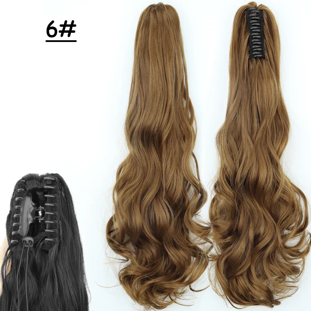 Synthetic Claw Clip On Ponytail Hair Extensions Long