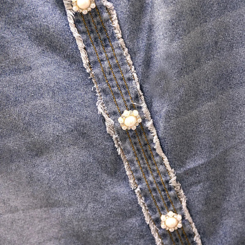 Plus Women'S Summer Loose Elastic Waist Denim One