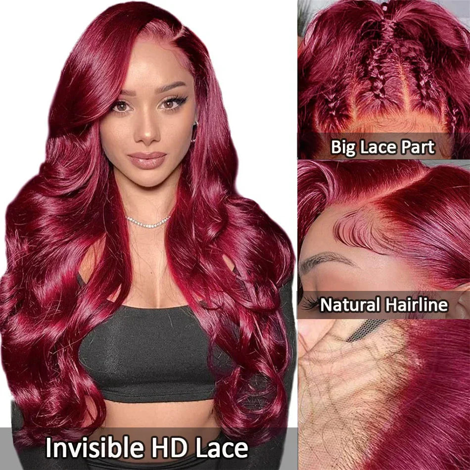 Burgundy Lace Front Human Hair Wig