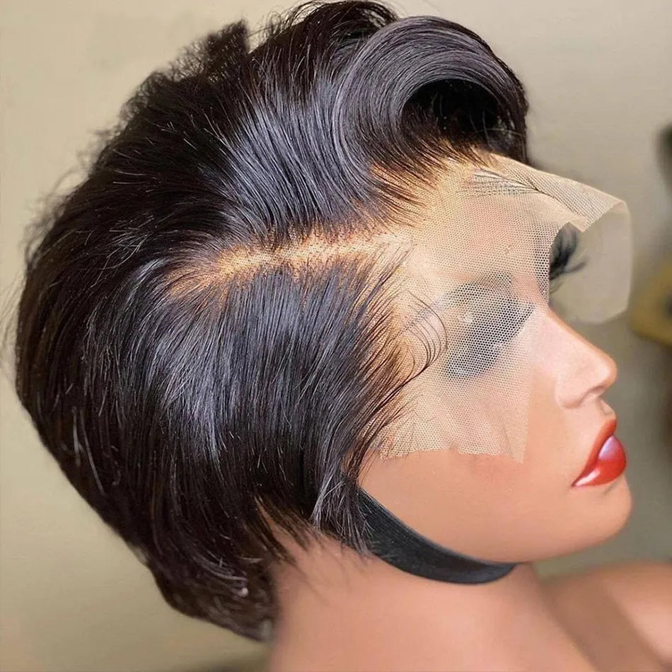 Pixie Cut Wig Transparent Lace Human Hair Wigs