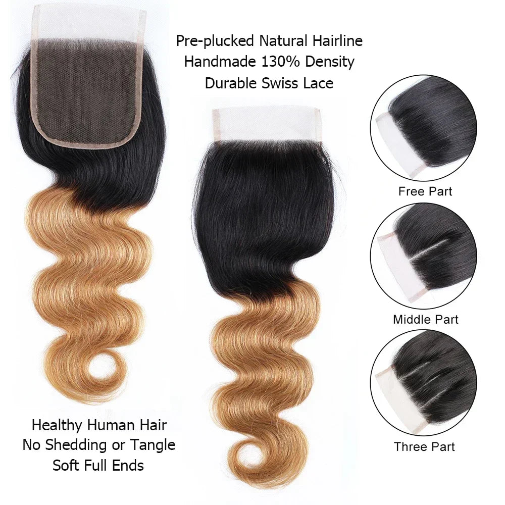 Lace Closure Body Wave Natural Color Dark
