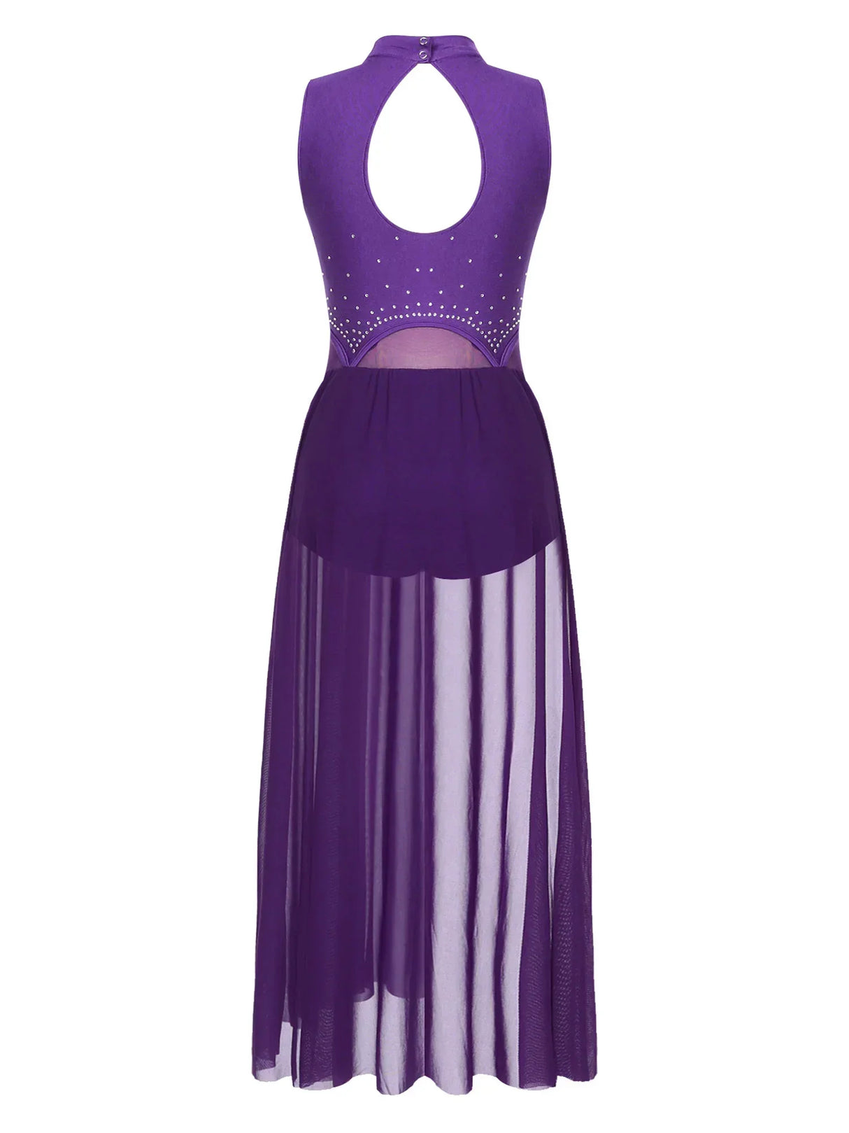 Womens Modern Lyrical Dance Dress Keyhole Sleeveless Ballet