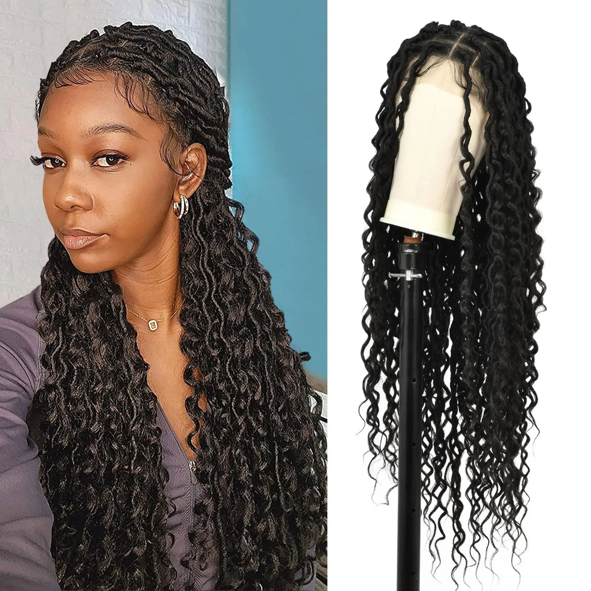 Kalyss Square Knotless Locs Briaded Wigs Full