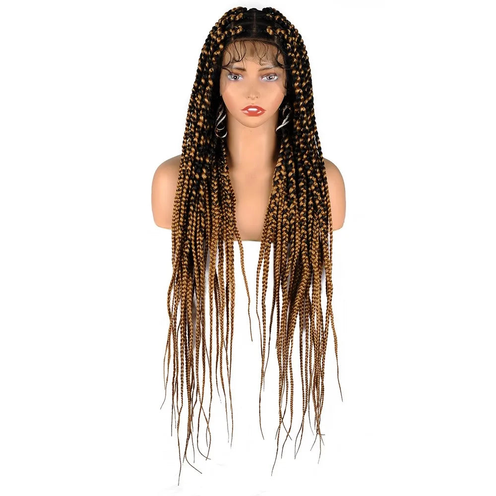 Full Lace Braided Wigs Synthetic Long Black