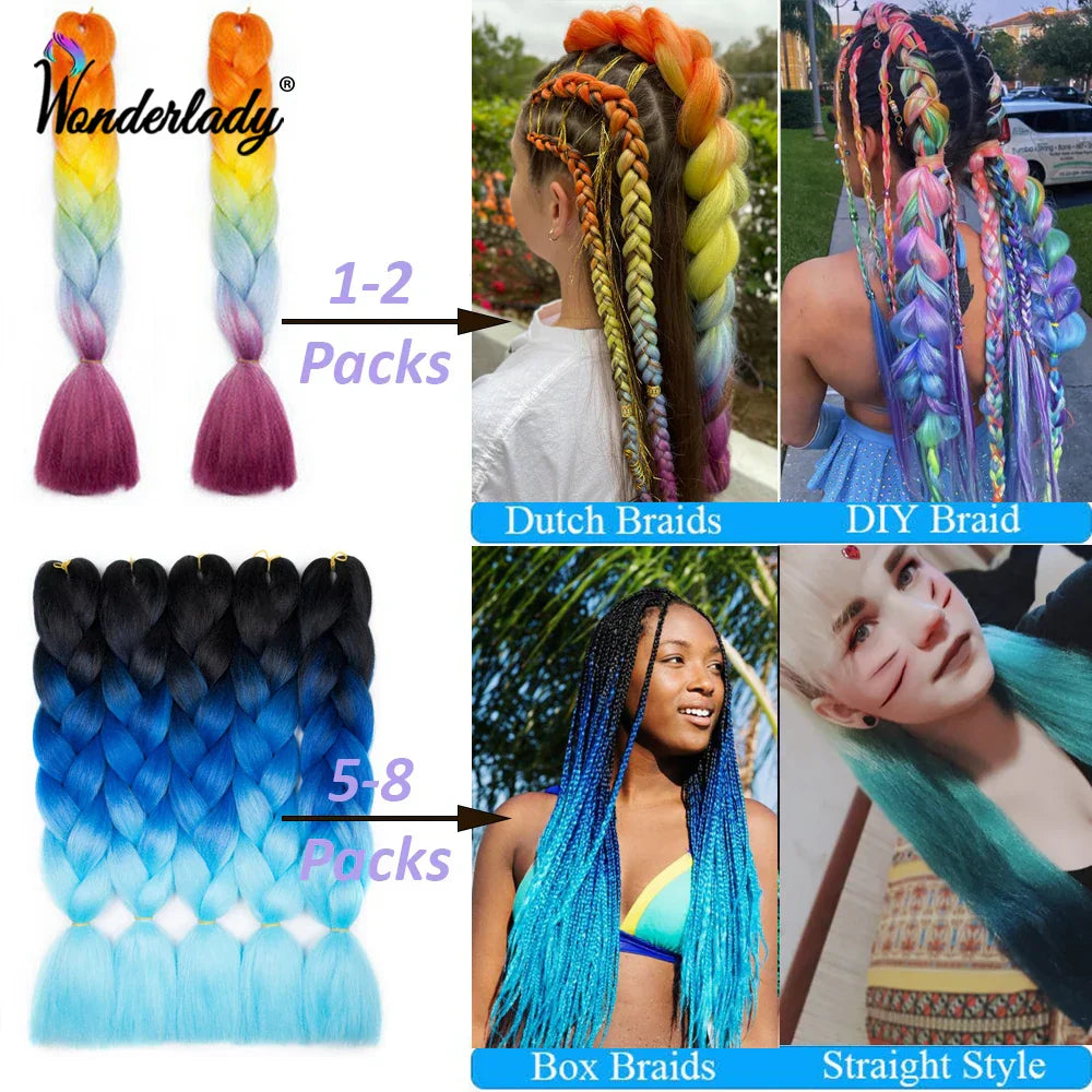 Wonderlady Color Long Colored Braiding Hair Jumbo Braids