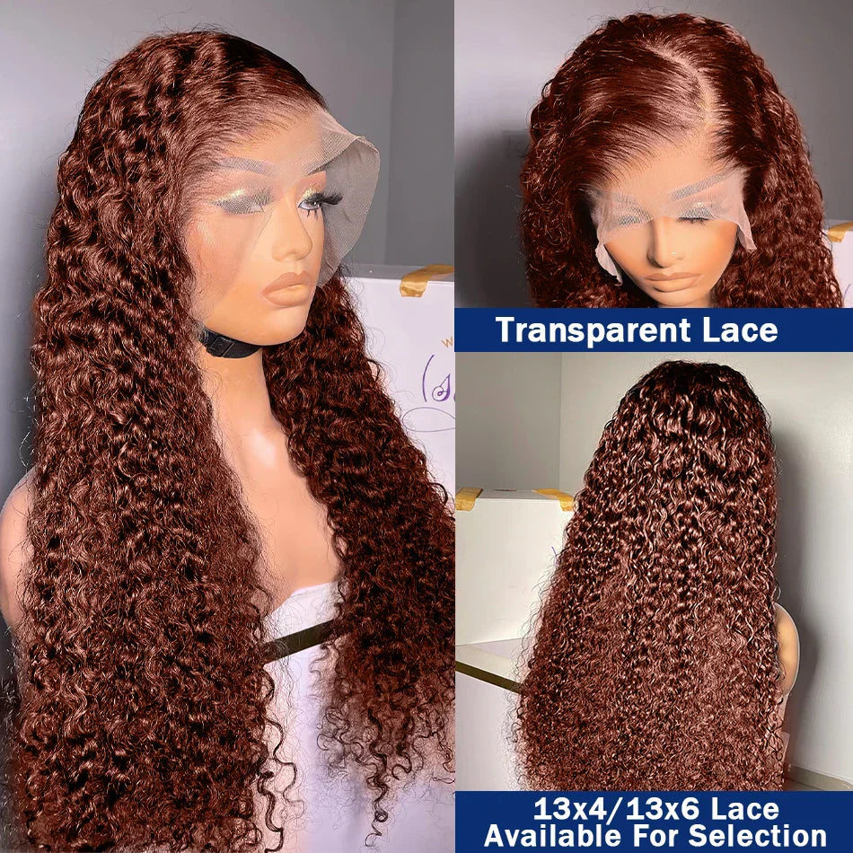 Reddish Brown Frontal Wig Deep Wave