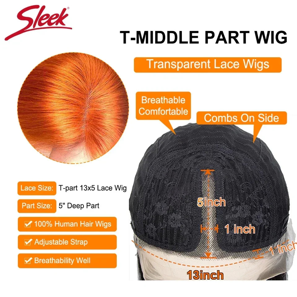 Sleek Ginger Orange Lace Front Short Bob Wigs