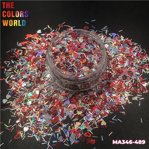 Valentine'S Day Mix Heart Glitter Nail Art