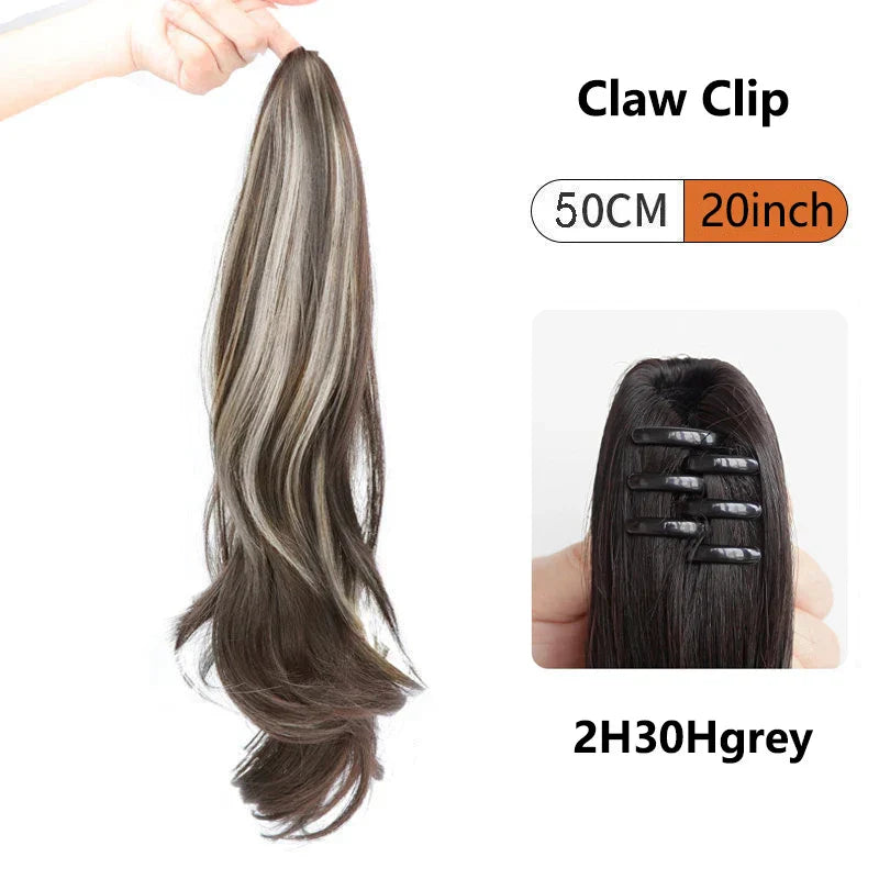 Ombre Color Straight Claw Clip On Ponytail Hair