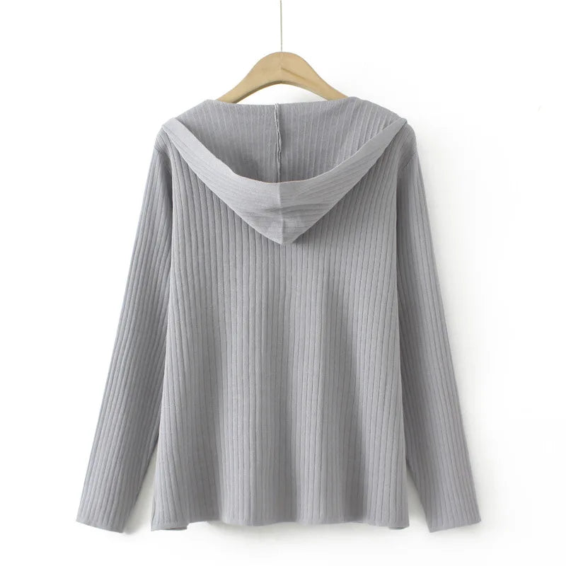 Autumn Clothes Women Cardigan Plus Two-Way Zipper Casual