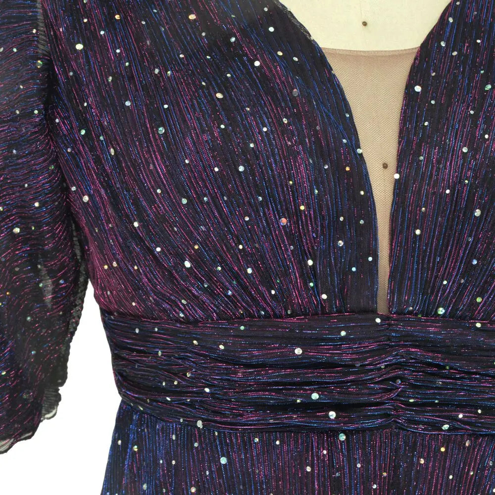 Sequin Evening Dress For Wedding Bridesmaid Female Purple