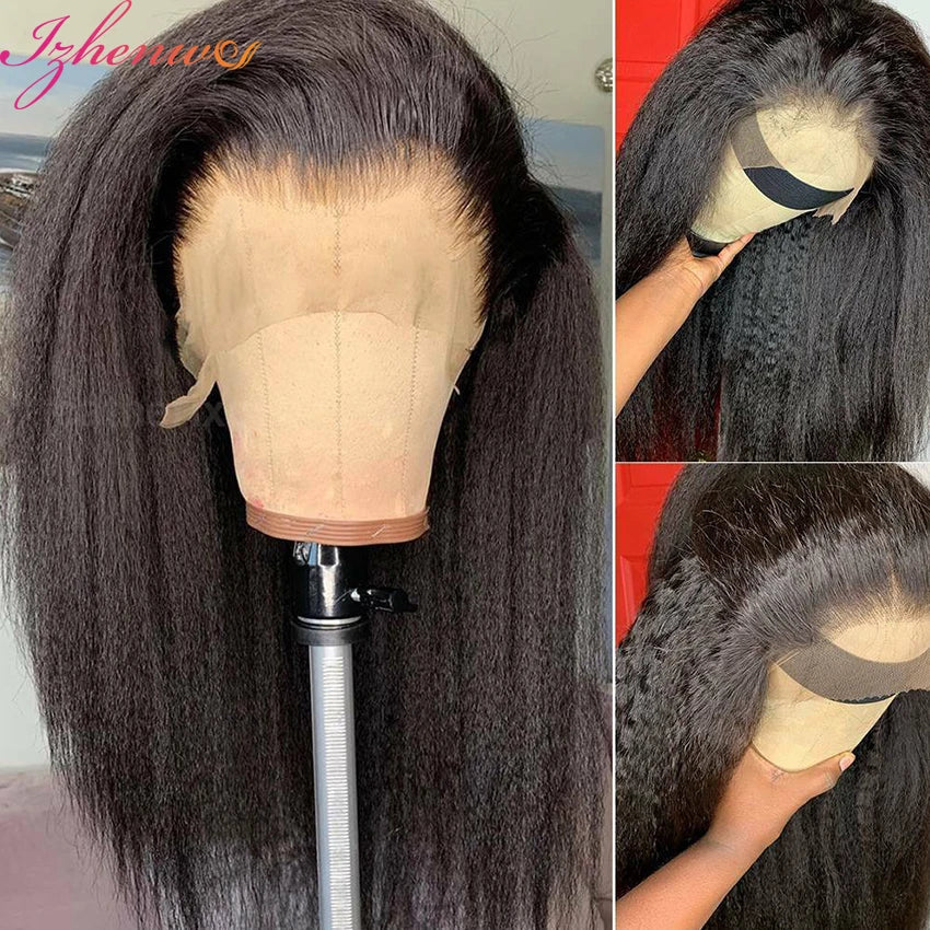 Transparent Lace Frontal Wig Pre Plucked Kinky
