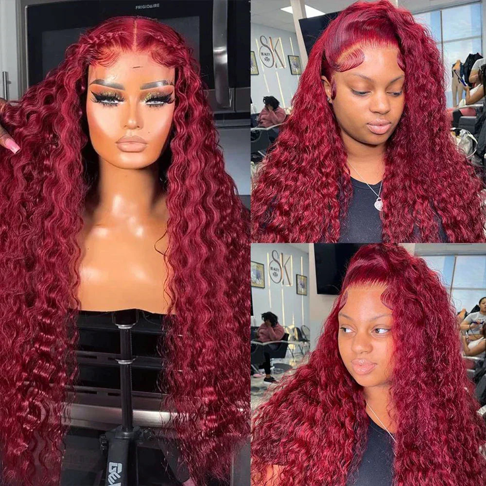 Burgundy Lace Front Human Hair Wig Loose