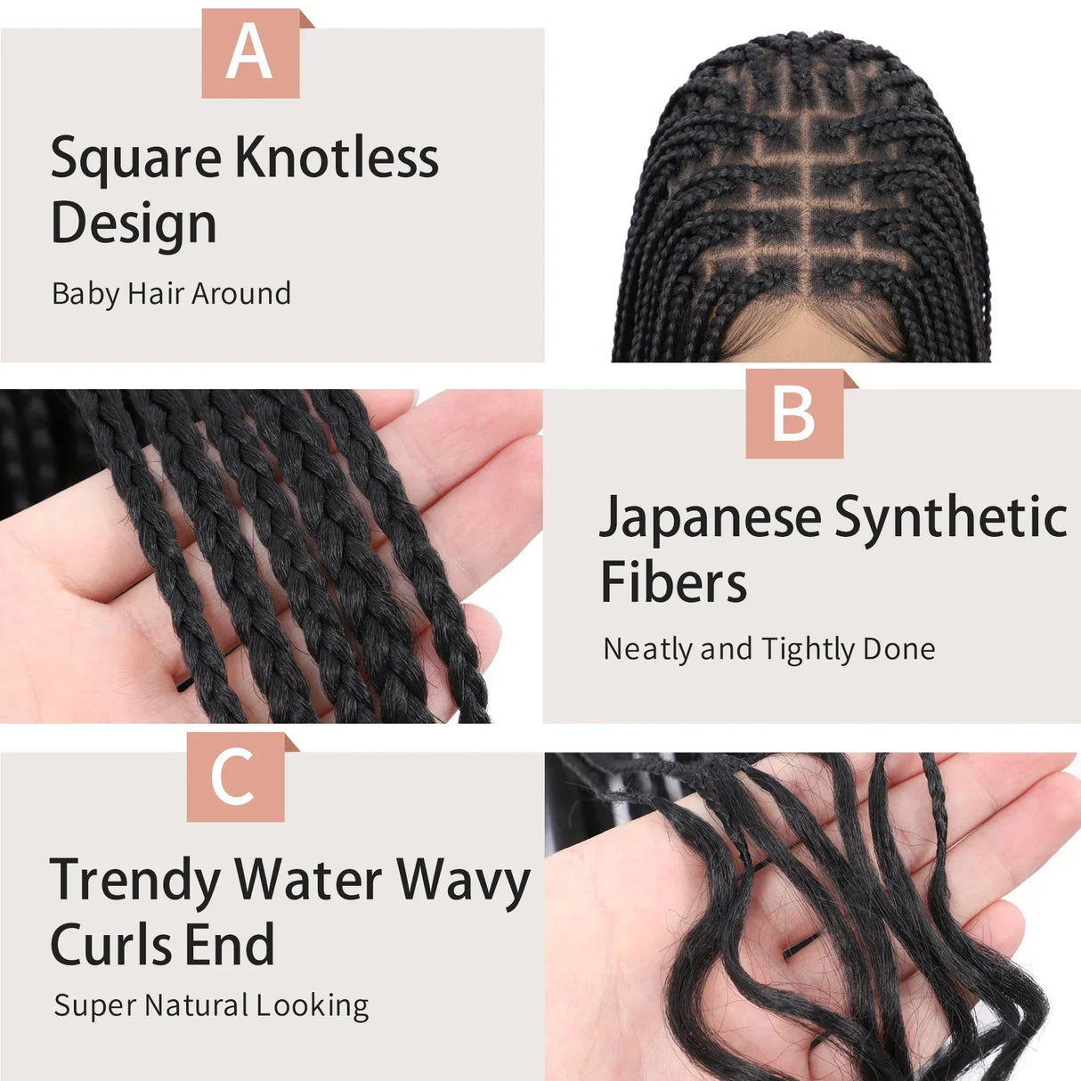 Full Double Lace Front Knotless Box Braided Wigs