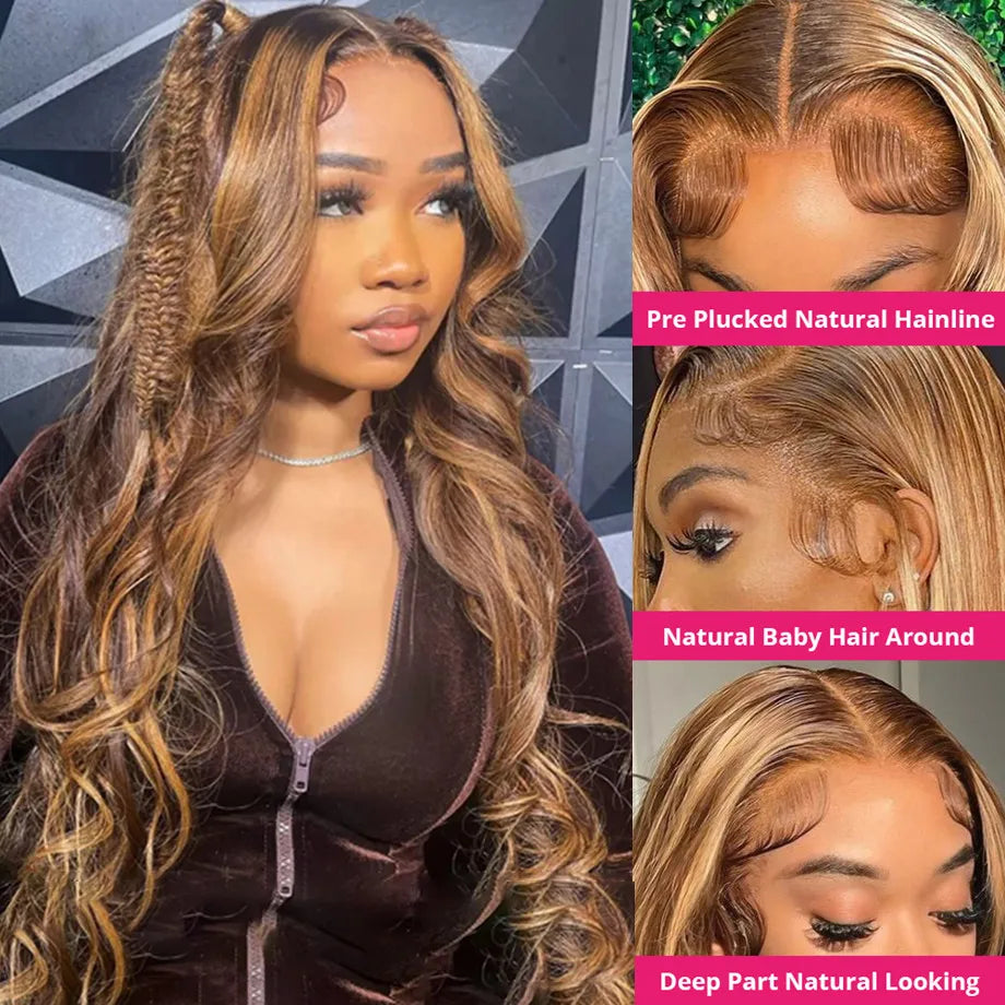 Highlight Wig Human Hair Body Wave Lace Front