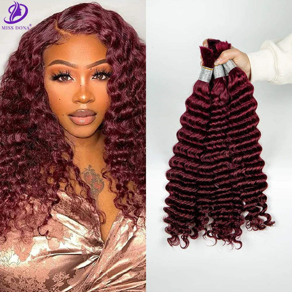 Burgundy Human Hair Extension Deep Curly Virgin Human