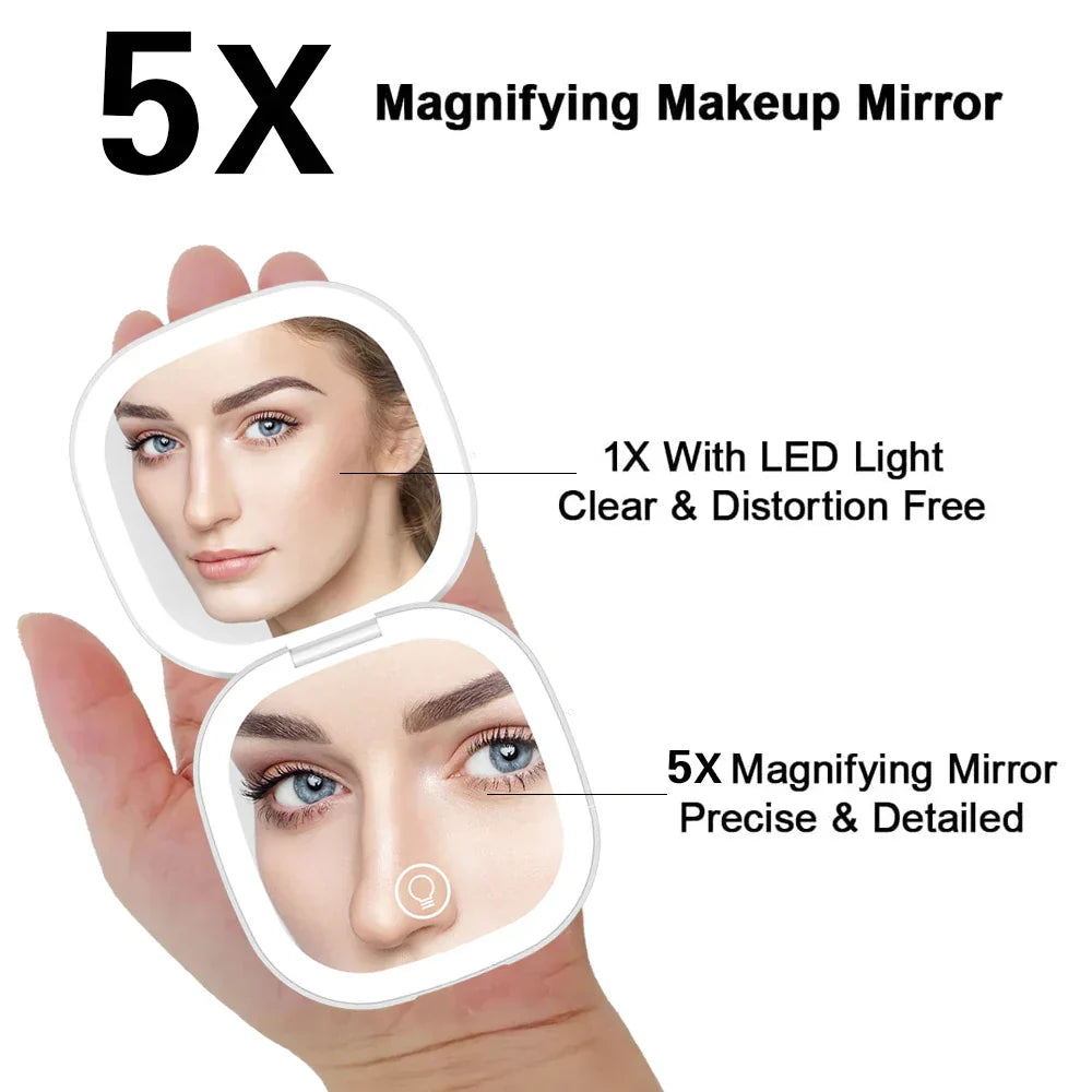 Mini Compact Led Makeup Mirror With Light X