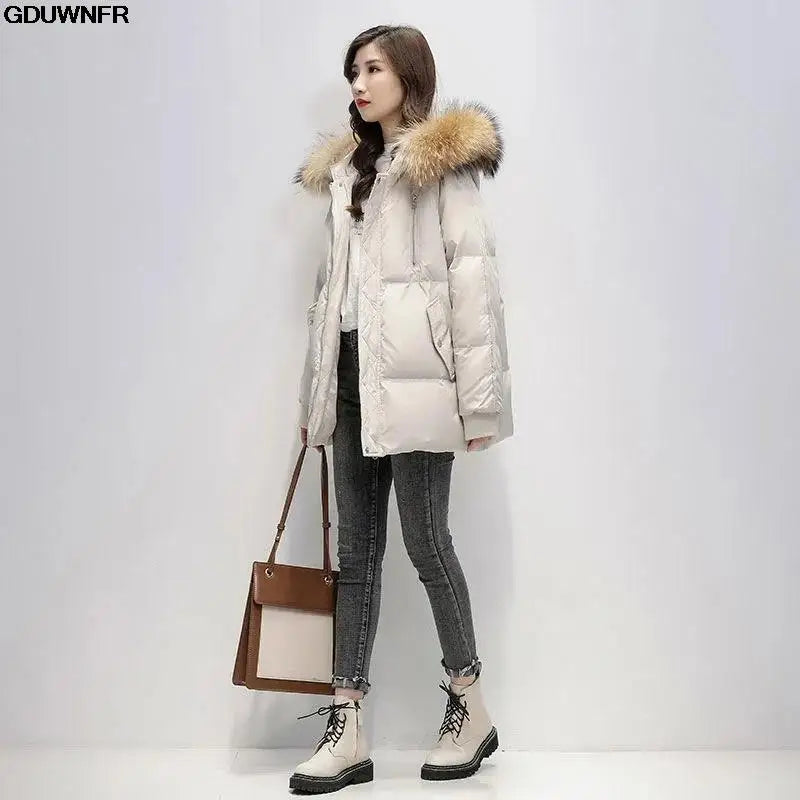 New Warm Thicken Loose Down Jacket Women Winter