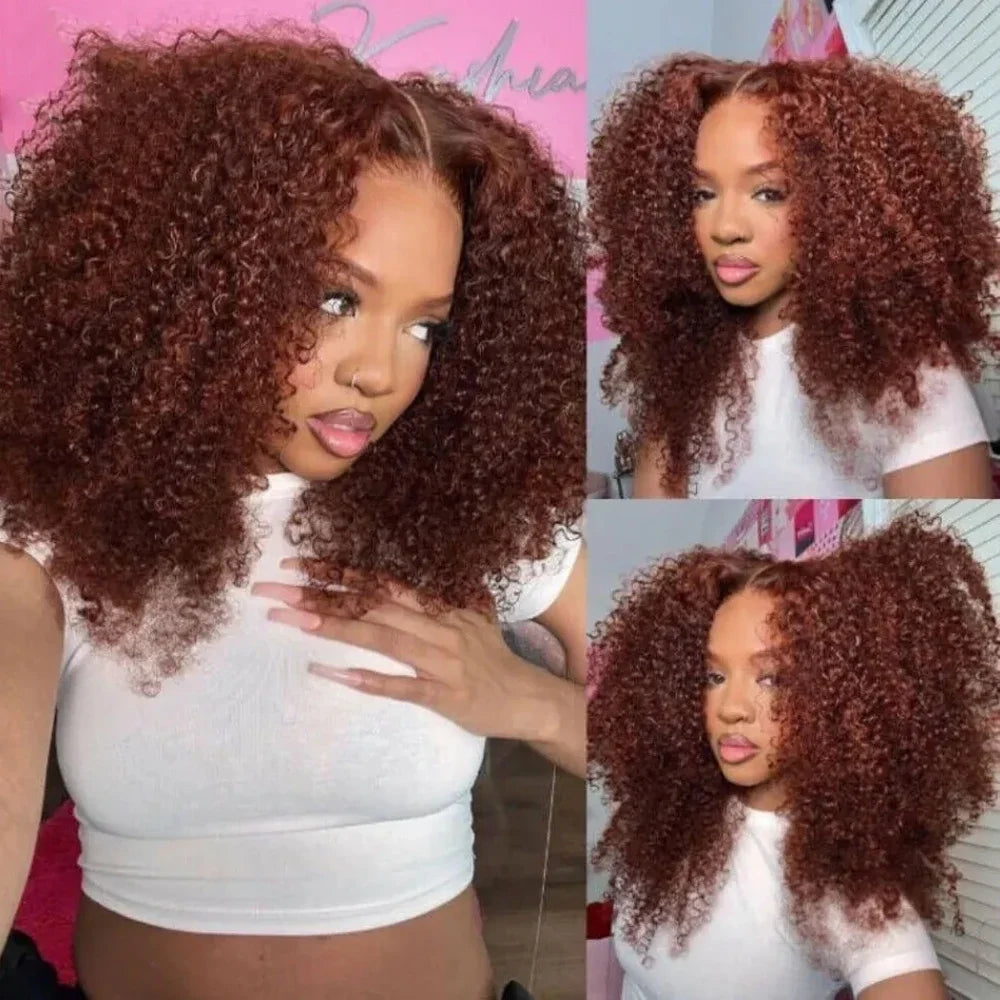 Reddish Brown Jerry Curly Lace Front Wig