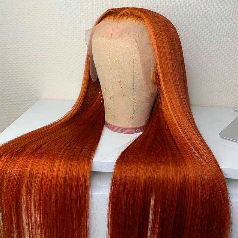 Ginger Orange 13x6 Lace Front Wig - Bone Straight Human Hair