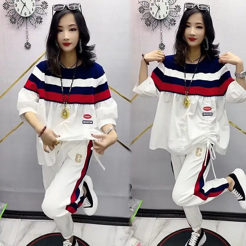 New Fashion Set Women'S Slim Loose Fit Large