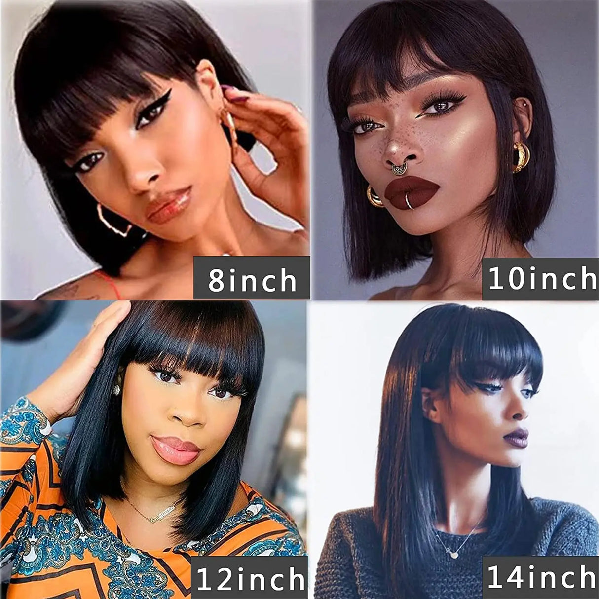Straight Bob Wig With Bangs Natural Short Straight