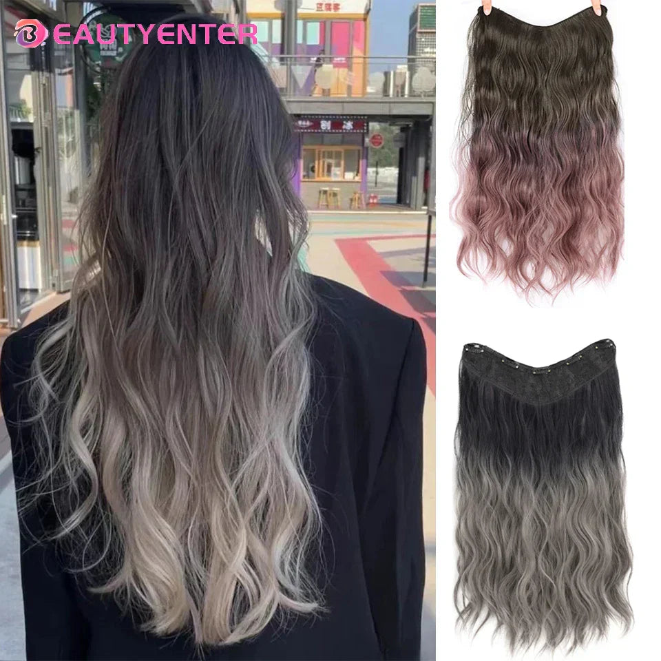 Synthetic Clips In Hair Long Wave Clip In