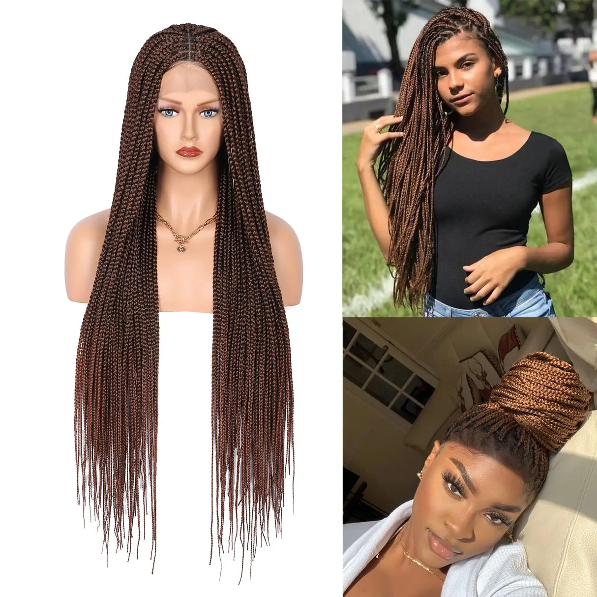 Viyskur Inches Full Lace Front Knotless Box Braided