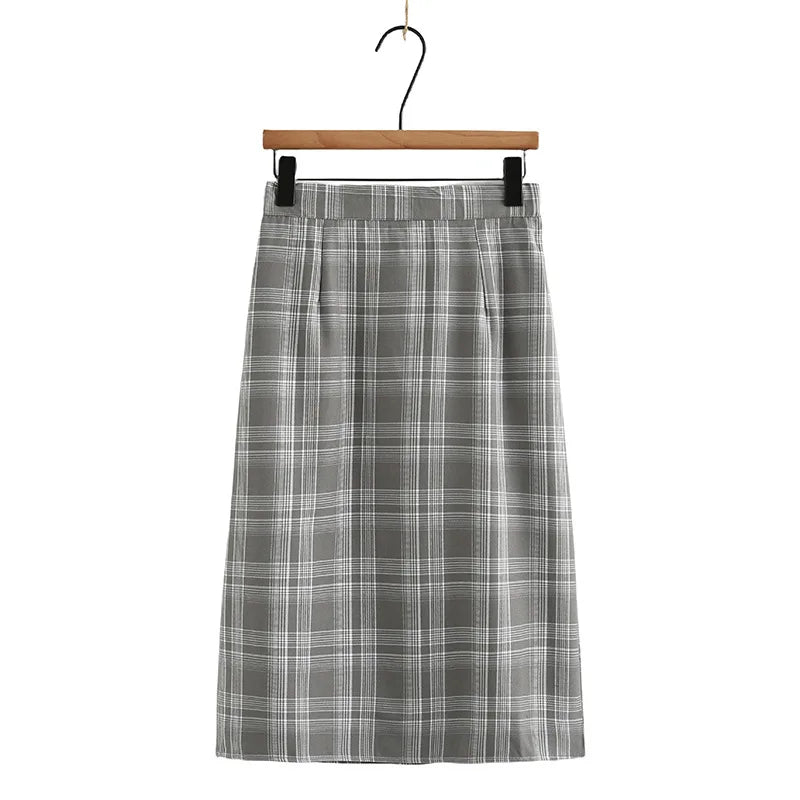 Autumn Clothes Women Skirts Plus Vintage Plaid With