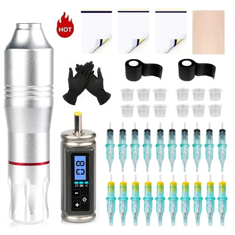 Tattoo Machine Kit Complete Rotary Tattoo Pen Dc